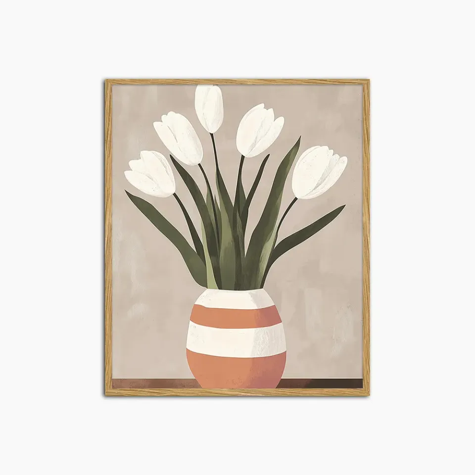 Any Image White Tulips Beige Vase tableau fleurs doux