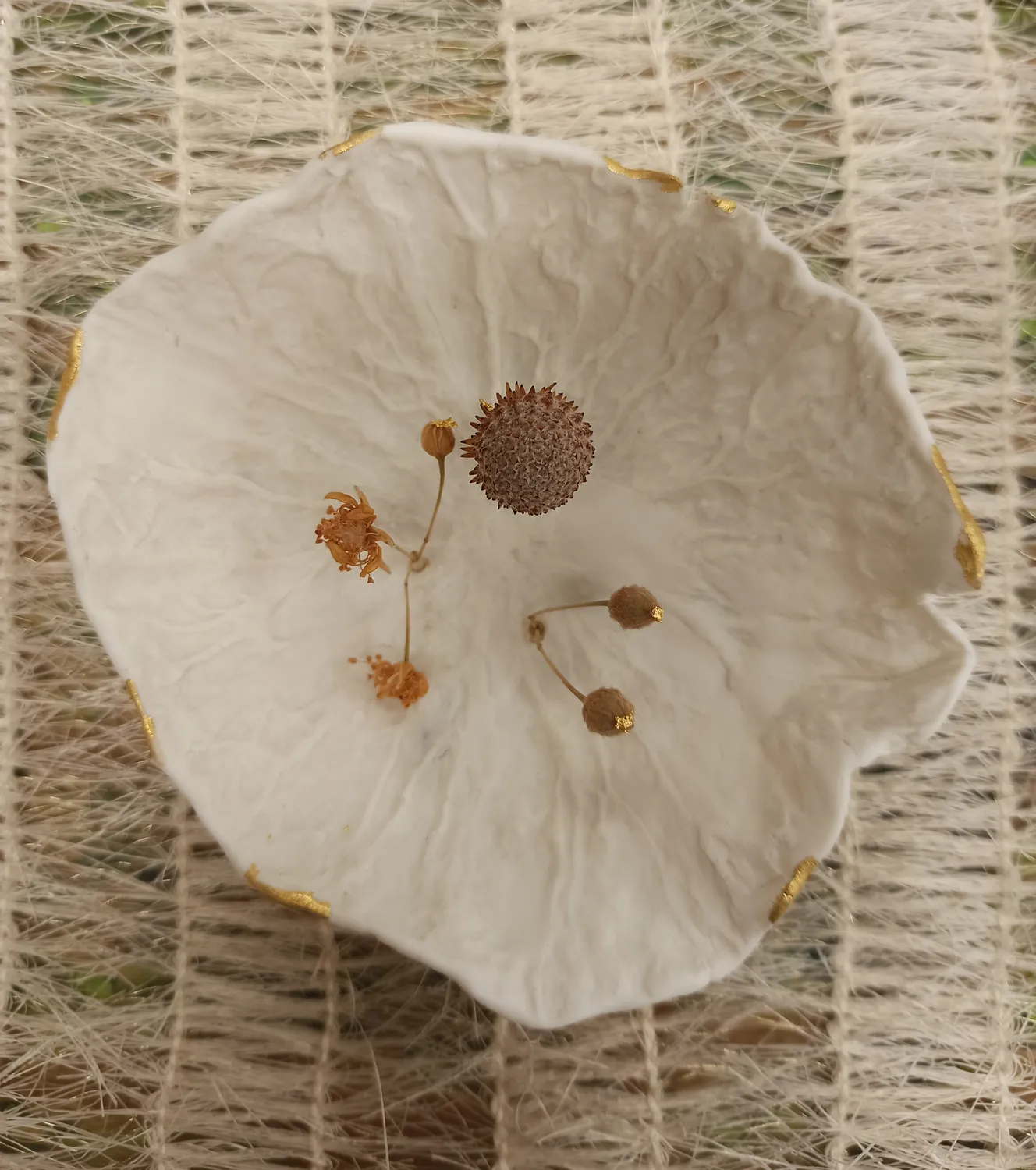 Sandrine Ramona A l’ombre du tilleul coupelle porcelaine dorée