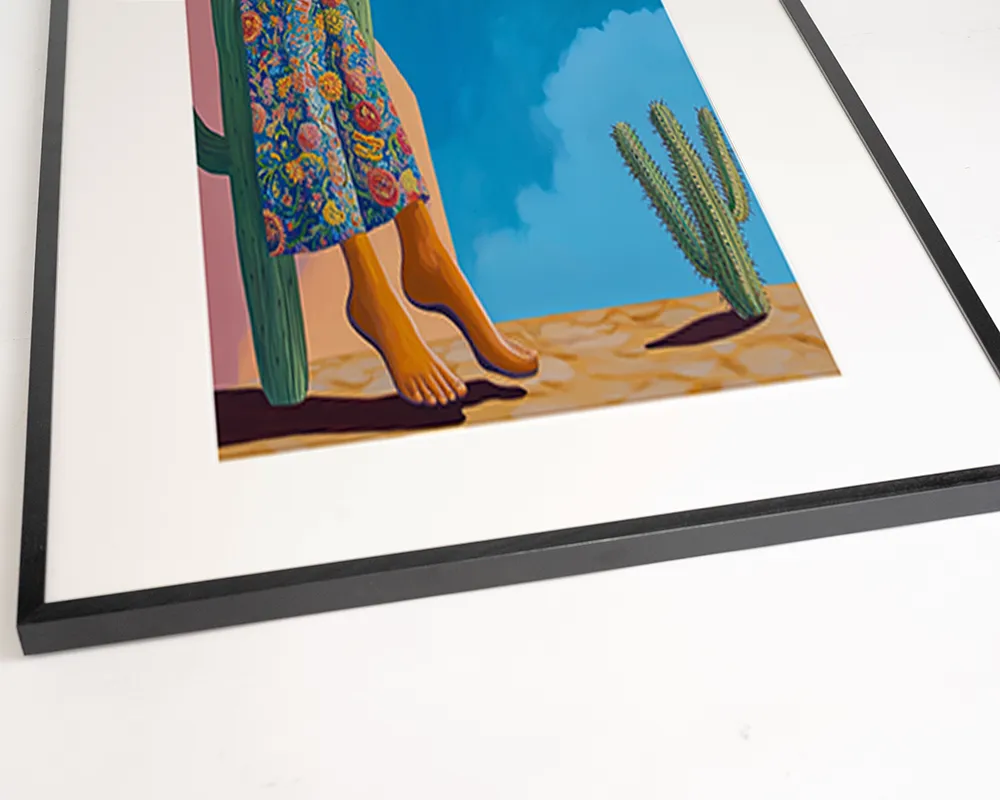 Any Image Feet Sun & Cactus tableau encadré surréaliste