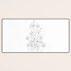 Society6 Poppy Flowers Line Art tapis de bureau crème