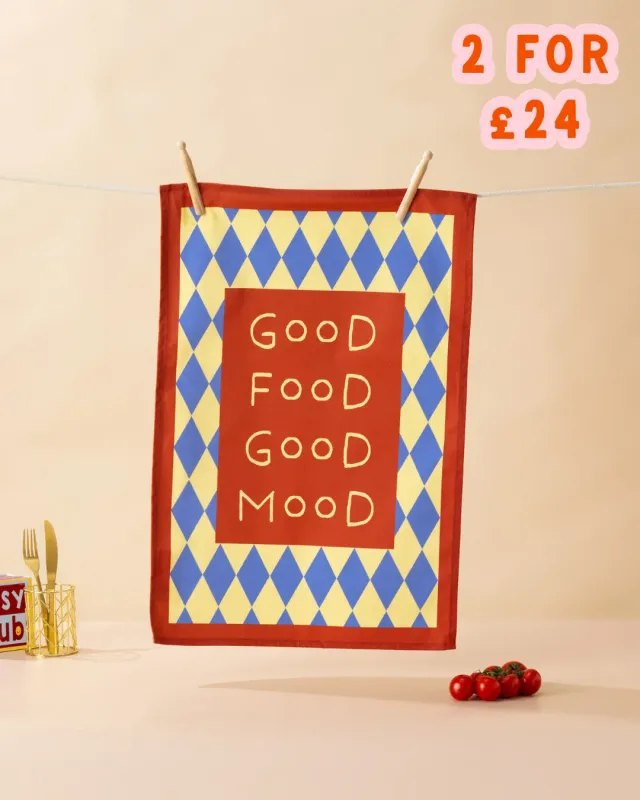 Maddison Ball Good Food Good Mood torchon 68x45 cm coton