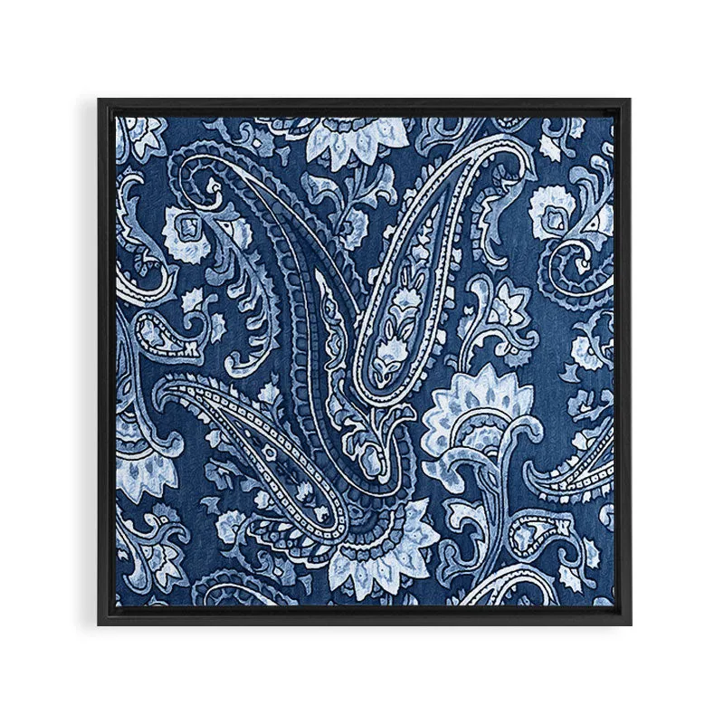 Society6 Blue Indigo Paisley toile encadrée
