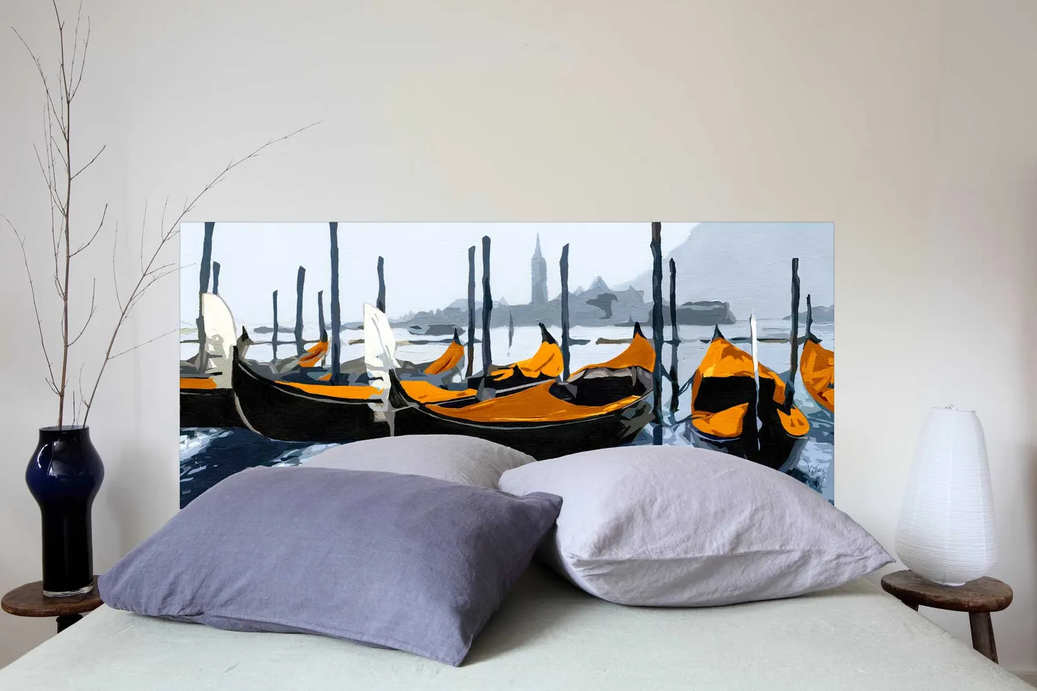 Mademoiselle Tiss Gondoles de Venise tête de lit tissu romantique