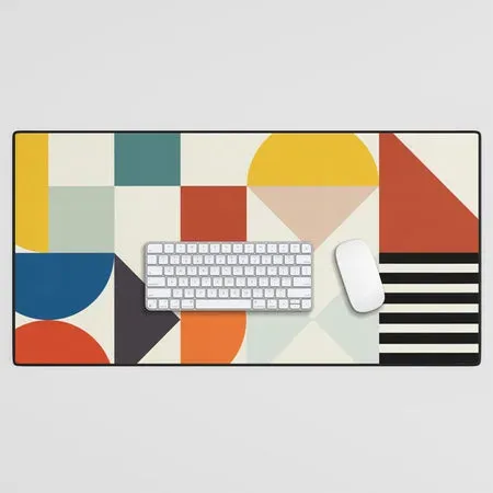 Society6 Retro Shapes Geometric tapis de bureau multicolore