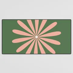 Society6 Big Daisy Retro Minimalism in Blush and Green tapis de bureau