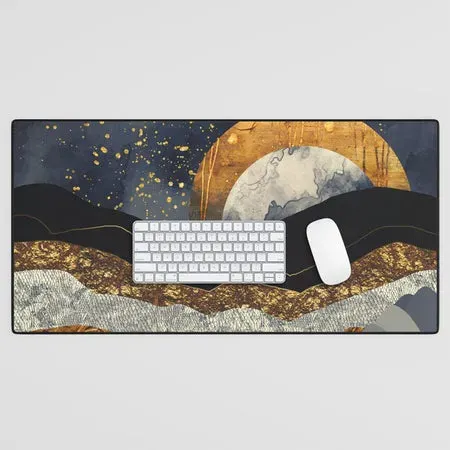 Society6 Metallic Mountains tapis de bureau bleu nuit doré