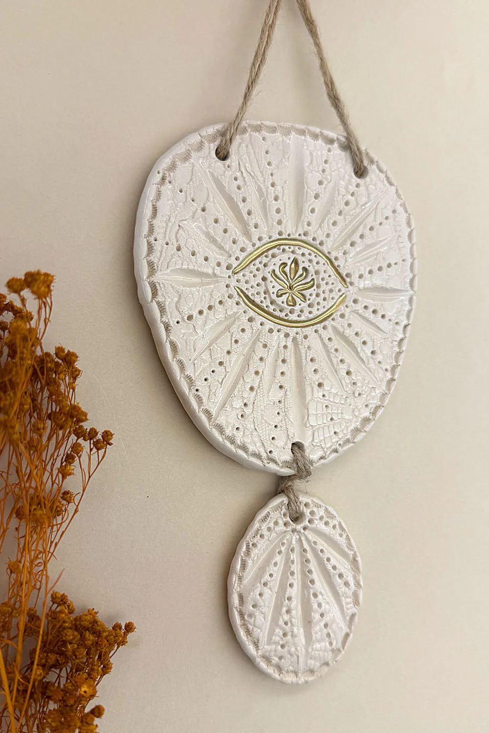 Biankaléone Talisman à l'oeil d'or décoration murale 18x10 cm