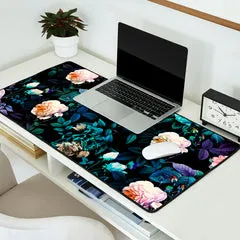 Society6 Night Forest tapis de bureau fleurs nocturnes