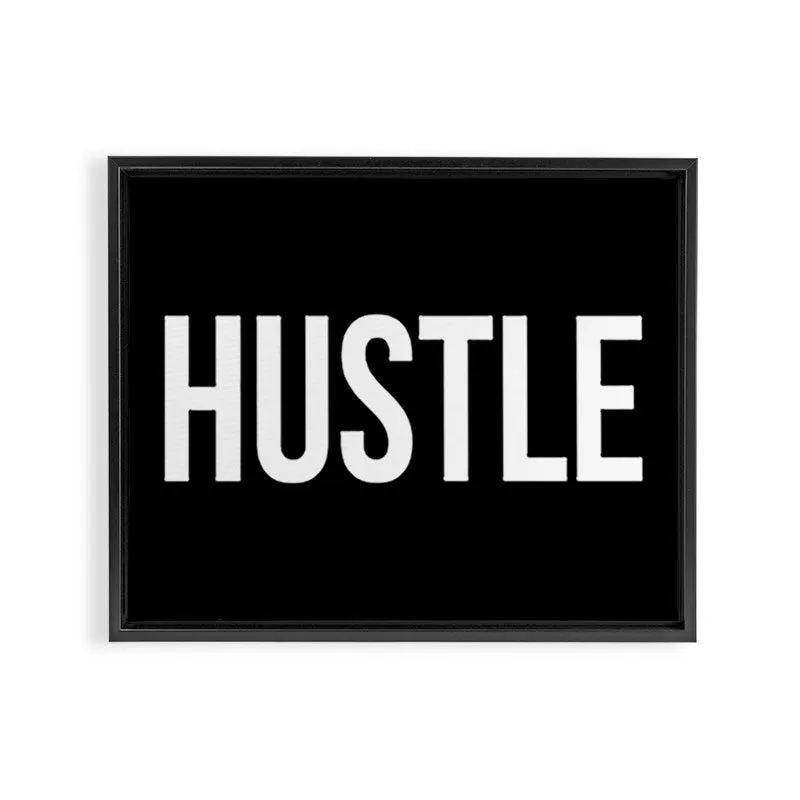 Society6 HUSTLE Black & White toile encadrée typo