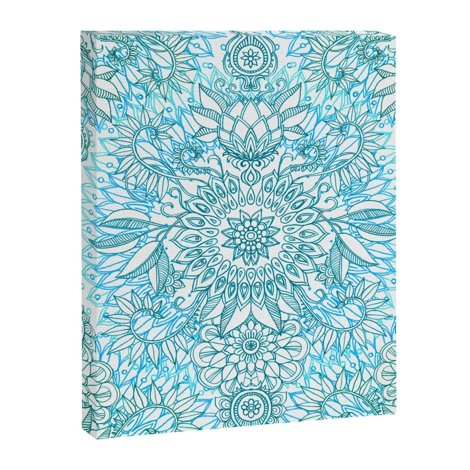 Society6 Turquoise Blue Teal White Protea Doodle Pattern toile turquoise
