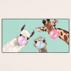 Society6 Bubble Gum Gang Green tapis de bureau animaux