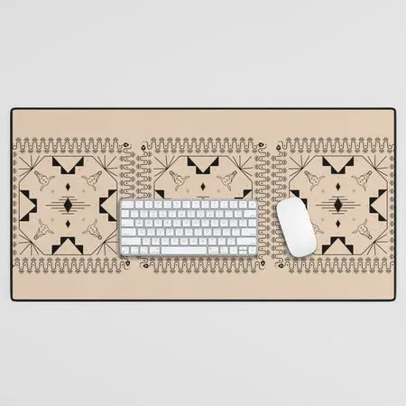 Society6 Lost Desert Tile tapis de bureau noir camel