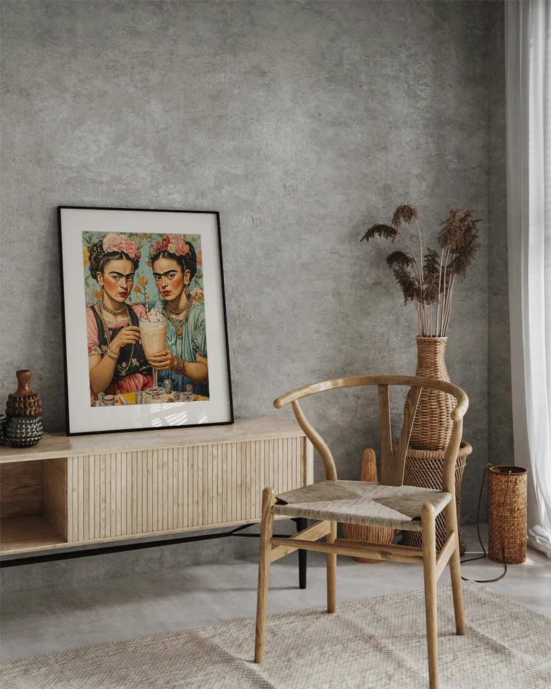 Any Image Two Fridas & One Milkshake tableau encadré surréaliste