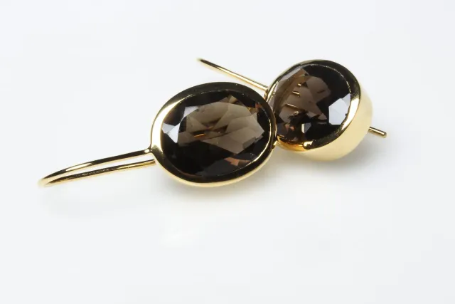 Galerie Kara boucles quartz fumé vermeil