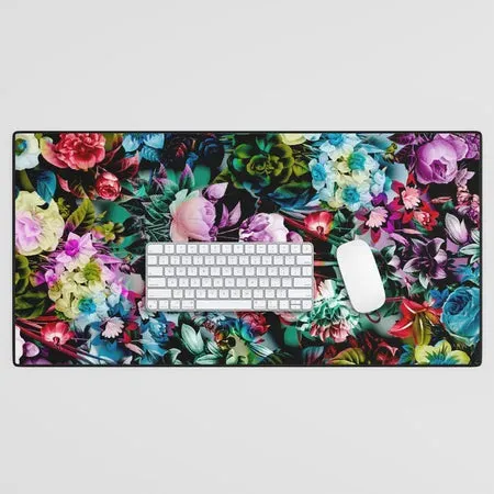 Society6 Multicolor Floral tapis de bureau fleurs