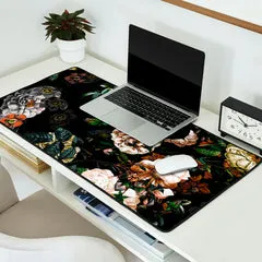 Society6 Floral Night Garden tapis de bureau noir