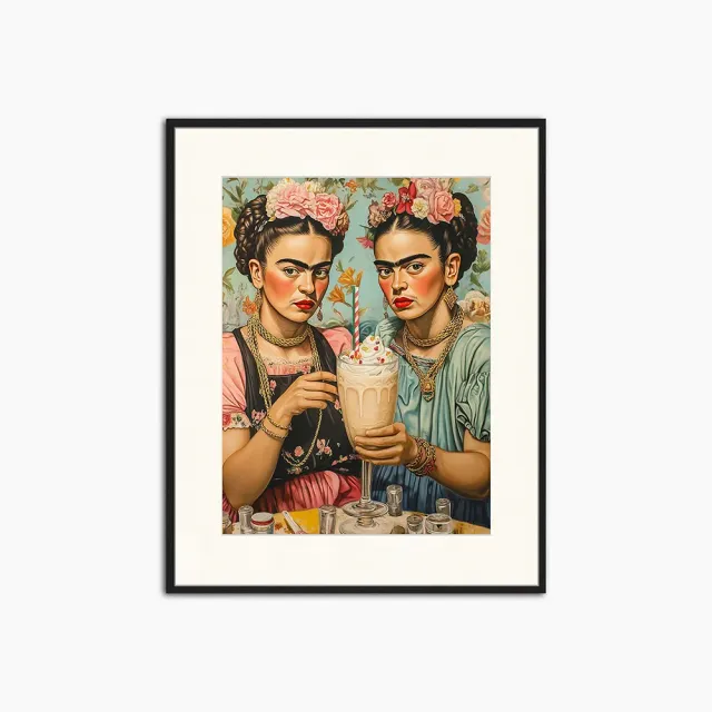 Any Image Two Fridas & One Milkshake tableau encadré surréaliste
