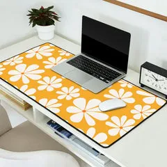 Society6 Retro Daisy Pattern tapis de bureau jaune marguerites