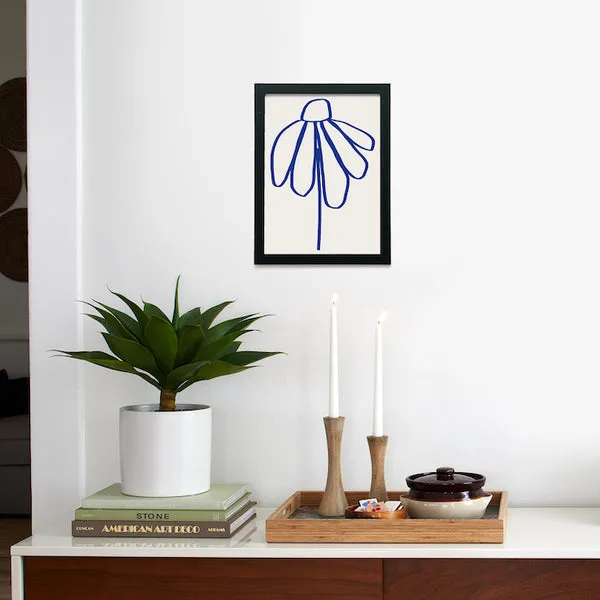Society6 Minimal Flora 1 affiche encadrée 9x12 bleue