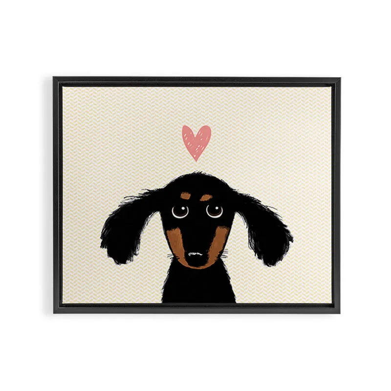 Society6 Dachshund Love toile encadrée teckel noir et feu
