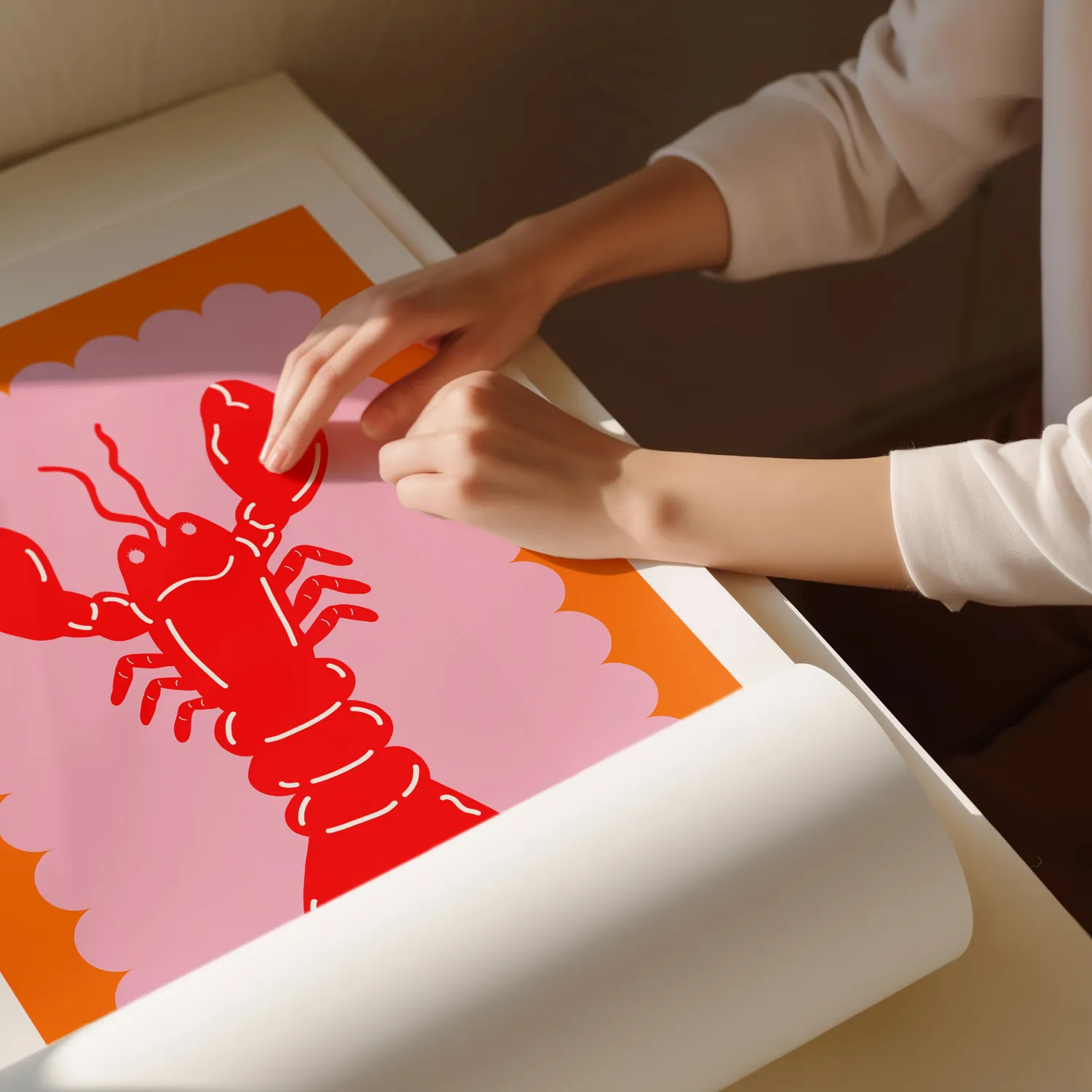 Maddison Ball Lobster Scallop affiche homard papier mat