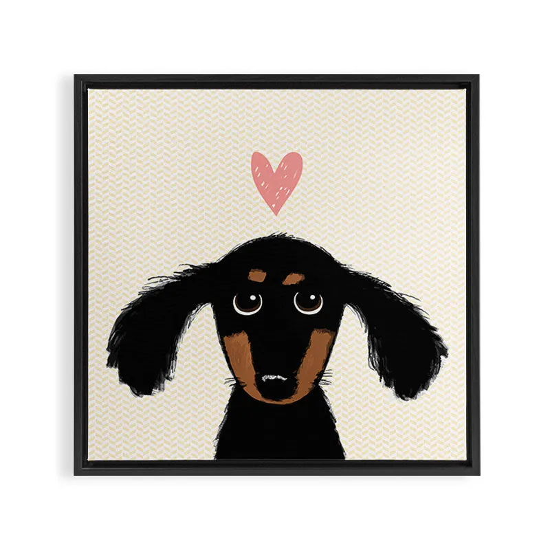 Society6 Dachshund Love toile encadrée teckel noir et feu