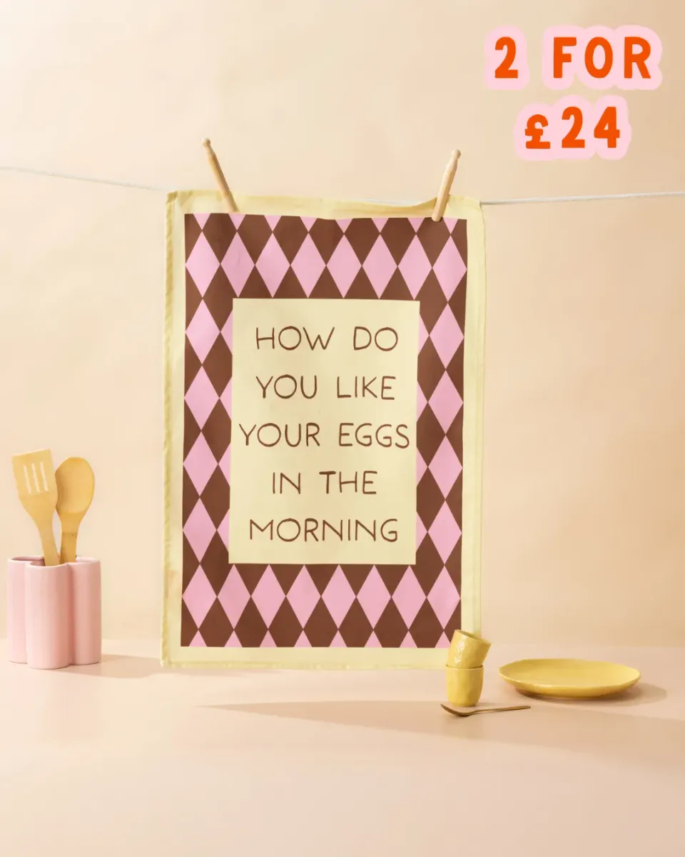 Maddison Ball How Do You Like Your Eggs torchon coton 68x45