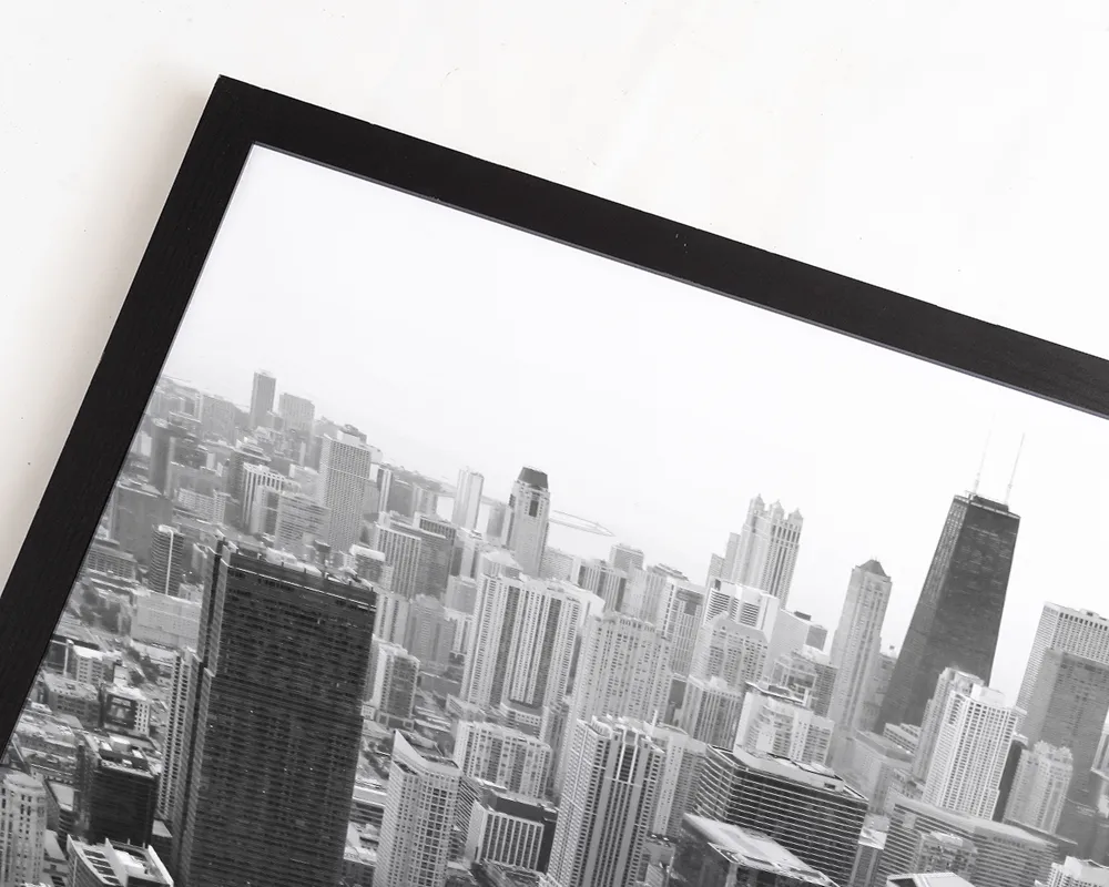 Any Image Skyscrapers photo encadrée noir et blanc 100x140 cadre noir