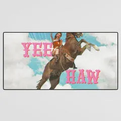 Society6 YEE HAW tapis de bureau cowboy rose