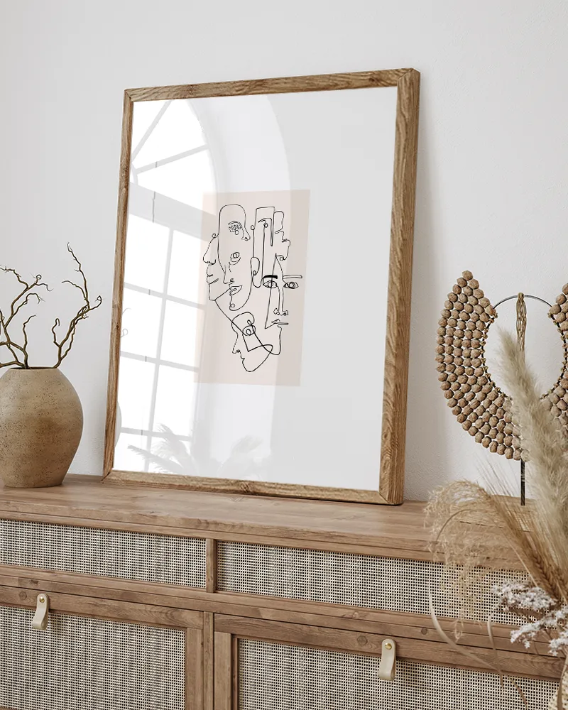 Any Image All the pretty faces tableau encadré 50X60 brun abstrait