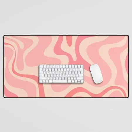 Society6 Retro Liquid Swirl tapis de bureau rose poudré