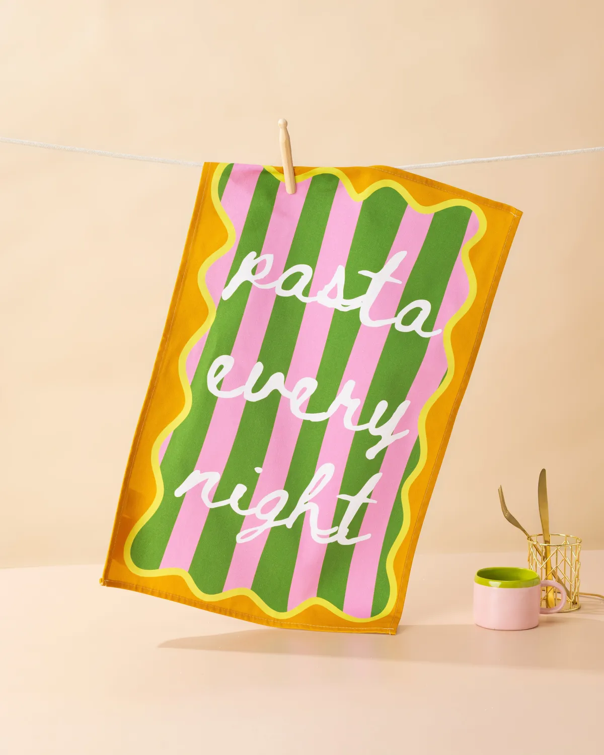 Maddison Ball Pasta Every Night torchon 68x45 coton