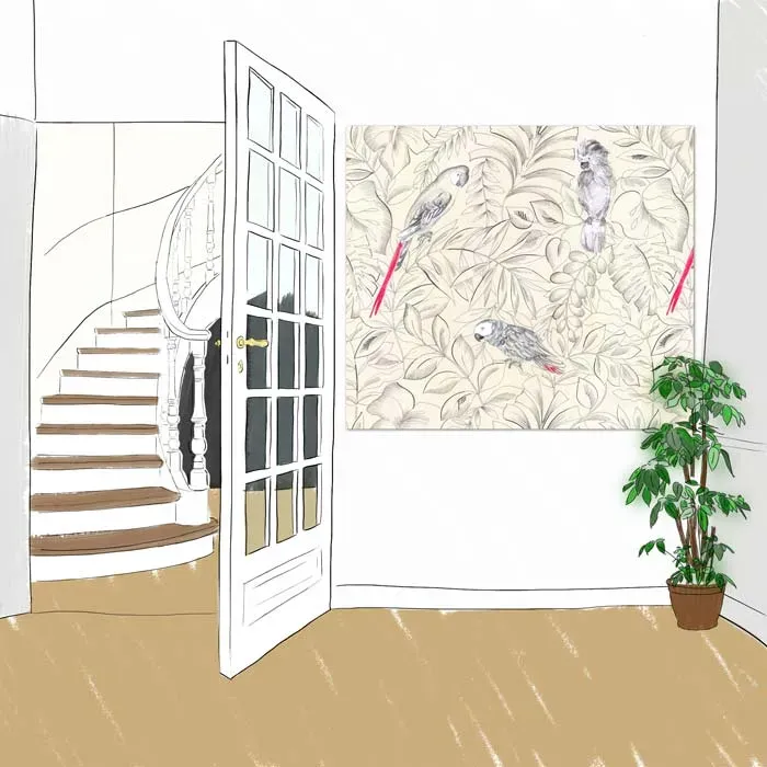 Mademoiselle Tiss Perroquets tête de lit tissu 160x140 cm