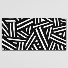 Society6 Monochrome 01 tapis de bureau noir et blanc géométrique