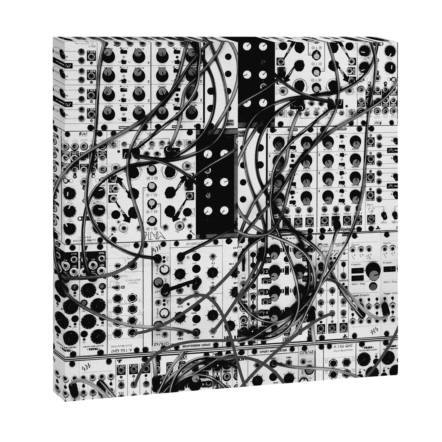 Society6 analog synthesizer system toile noir et blanc studio