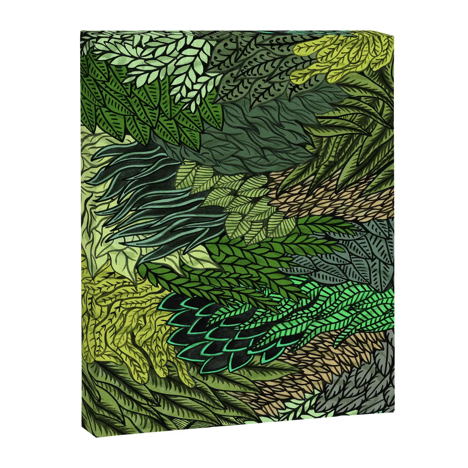 Society6 Leaf Cluster toile feuilles vertes dessin encre