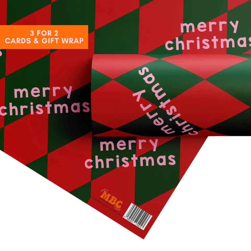 Maddison Ball Merry Christmas papier cadeau rayÃ©