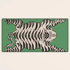Society6 Tiger Green tapis de bureau tigre fond vert