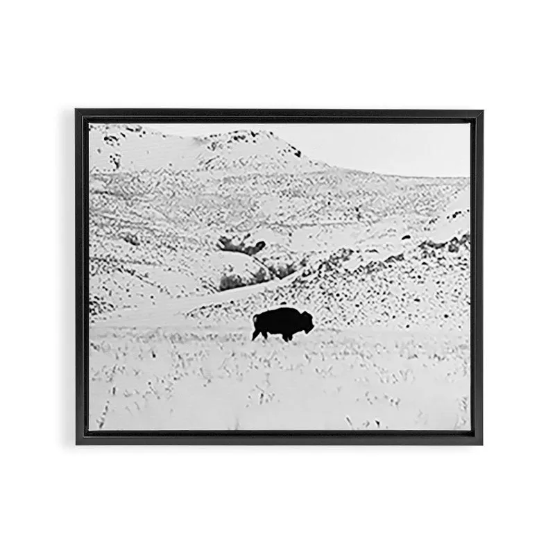 Society6 Black and White Bison toile encadrée hiver