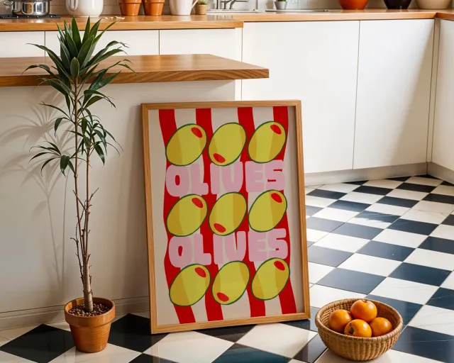 Maddison Ball Olives affiche cuisine papier mat