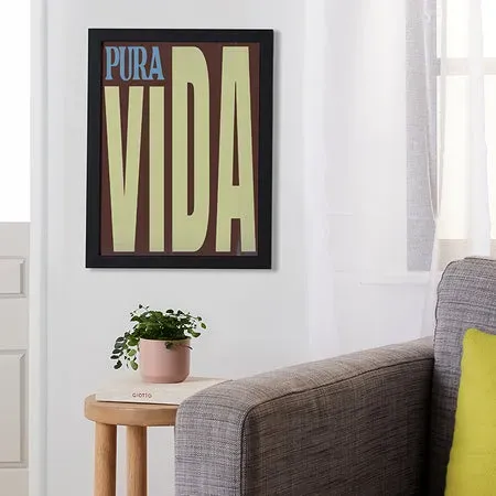 Society6 Pura Vida affiche encadrée 12x16 typographie