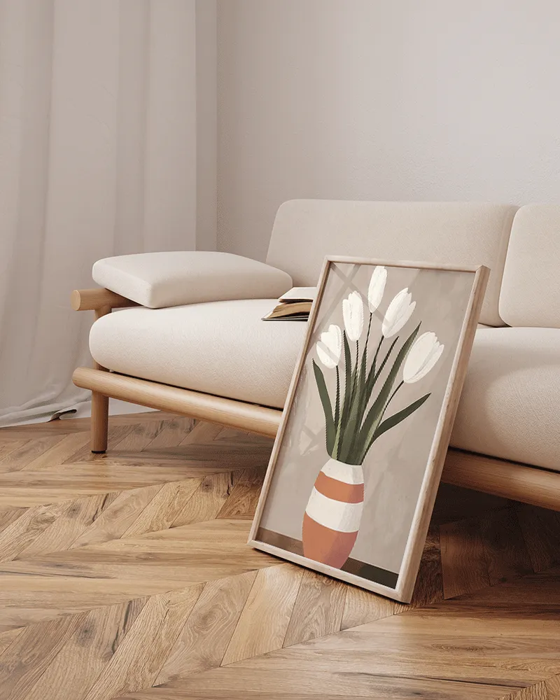 Any Image White Tulips Beige Vase tableau fleurs doux