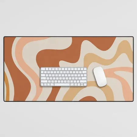 Society6 Liquid Swirl Earth Tones tapis de bureau marbré