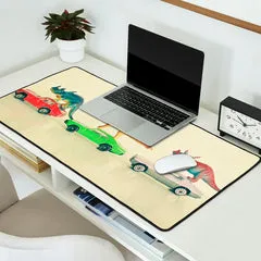 Society6 Dinosaurs Ride Cars tapis de bureau illustré