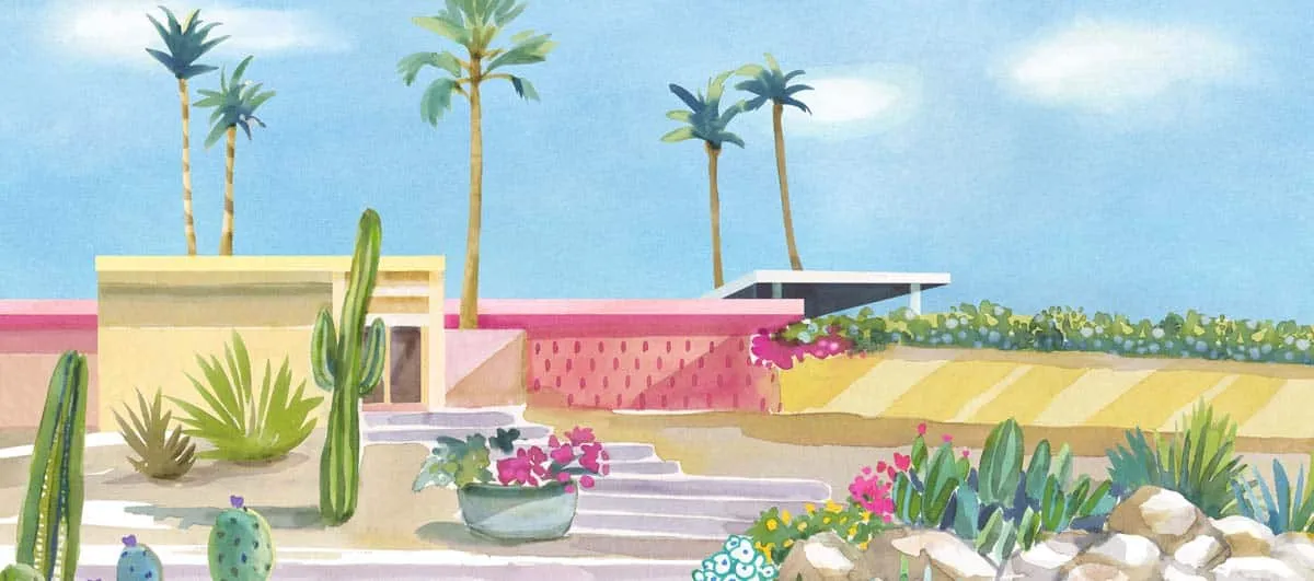 Mademoiselle Tiss Palm Springs tête de lit tissu palmiers