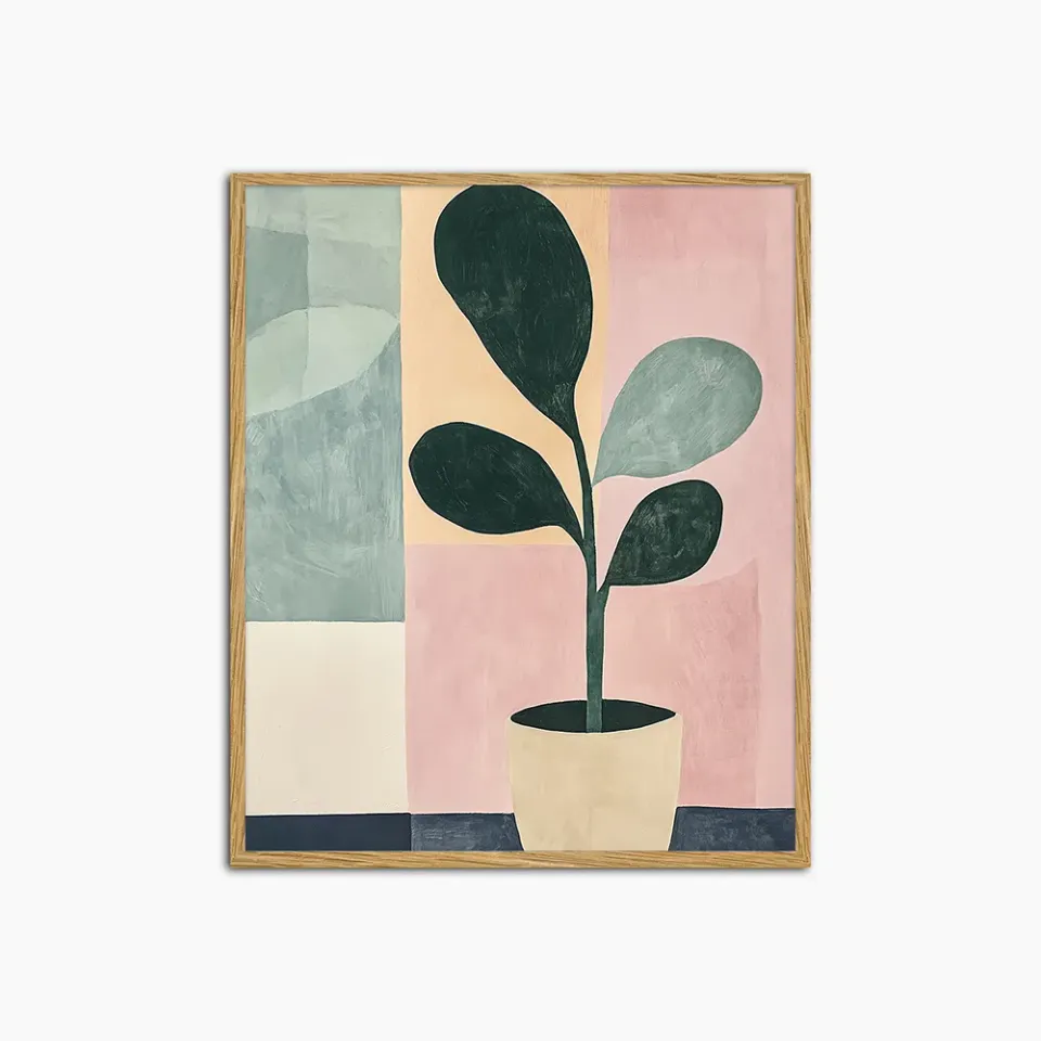 Any Image Leaf Pot Painting affiche encadrée botanique