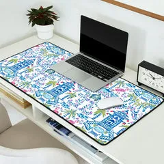 Society6 Colorful Coastal Chinoiserie tapis bureau pagode