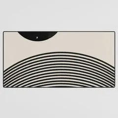 Society6 Woodblock Art Mid Century tapis de bureau soleil noir