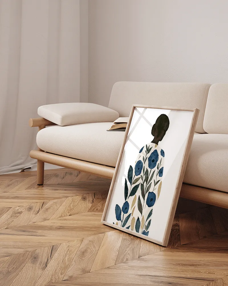 Any Image Minimalist Blue Flowers toile encadrée fleurs bleues