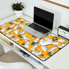 Society6 Bunnies & Blooms tapis de bureau lapins fleurs